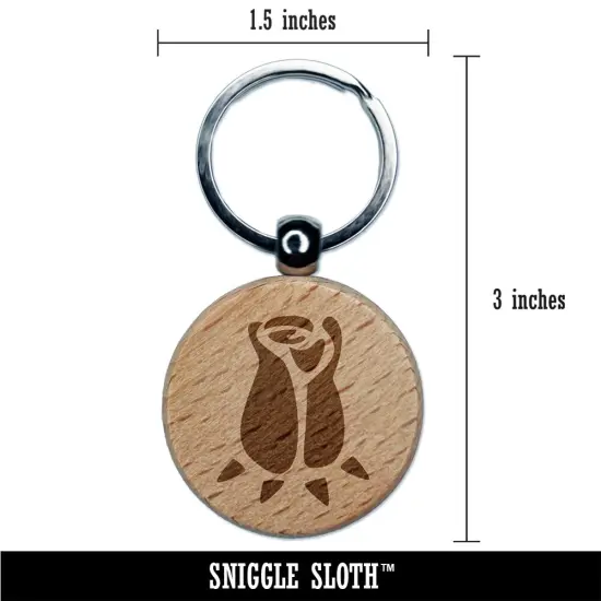 Rose Bud Flower Engraved Wood Round Keychain Tag Charm {2}
