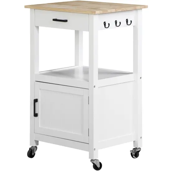 Rolling Kitchen Island Cart w/ Storage Shelf Cabinet . {1}