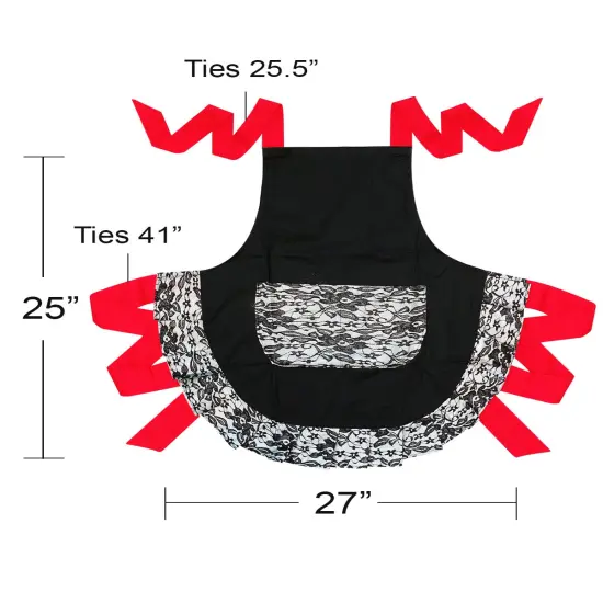 Wrapables Classic Vintage Apron, Stylish Cooking Apron, Mysterious Black Lace {5}