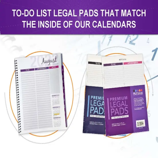 RE-FOCUS THE CREATIVE OFFICE, Professional To do and Appointment list pad, Legal size, 2 pack, 30 sheets each Blue {7}