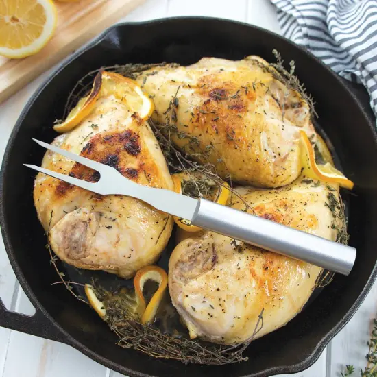 Rada Long Tined Carving Fork, Stainless Steel Utensil, Long Tines and Piercing Tips Hold, Turn, Transfer, and Serve Meat {7}