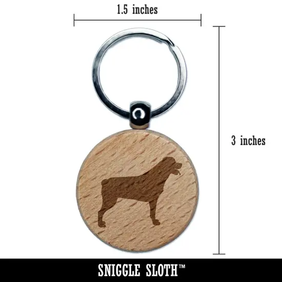 Rottweiler Dog Solid Engraved Wood Round Keychain Tag Charm {2}