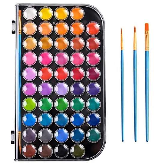 48 Colors Washable Watercolor Paint Set with 3 Brushes and Palette, Non-toxic Paints Sets for Kids, Adults, Beginners Artists, Make Your Painting Talk {2}