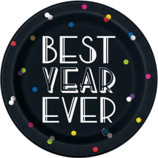 Neon Dots New Years Round 7" Dessert Plates, 8ct {1}