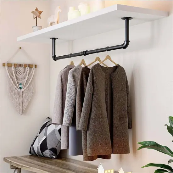 Wall Mount Garment Clothes Closet Storage Rack Hanging Rail. {3}