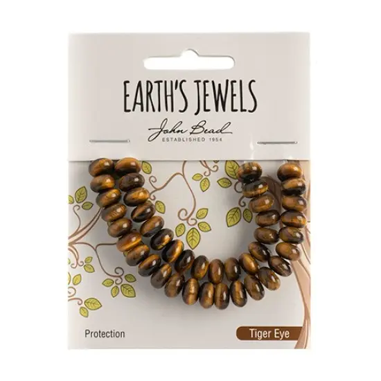 Earth&rsquo;s Jewels Semi-Precious Rondelle Tiger Eye Natural {1}