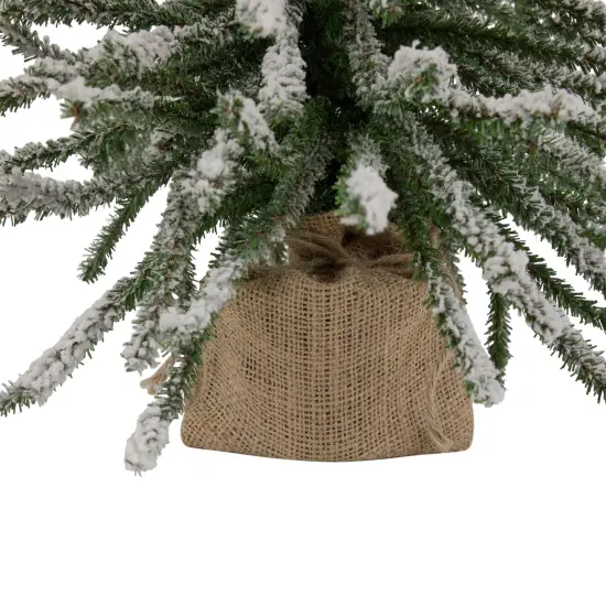 Northlight Potted Flocked Downswept Mini Village Pine Medium Artificial Christmas Tree - 2' - Unlit White {7}