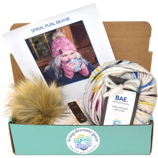 DIY Winter Hat Knit Kit. Includes Bulky Superfine Merino Wool Yarn, Printed Pattern, Pom-Pom, Rim Tag. Soft, Cozy, Great for Gifts Cuddlebug {1}