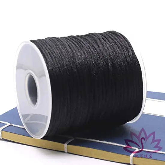 109 Yards 1.5 mm Nylon Cord Beading Satin String for Chinese Knotting Rattail Beading Macrame Friendship Bracelet Jewelry Making(Black) {1}
