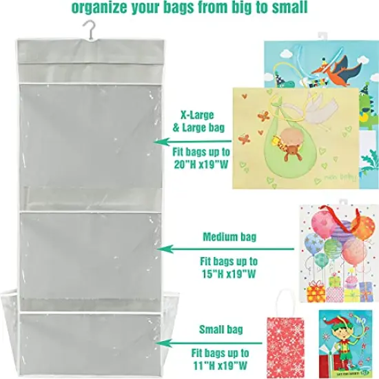 Double-Sided Hanging Gift Wrap Organizer Storage Pockets, (Set of 1) {4}