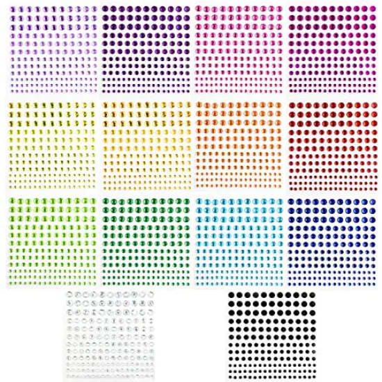 2310 Pieces Self Adhesive Rhinestone Gem Stickers for Face Nail Body Makeup Festival,4 Size 14 Sheets Bling Jewels Stickers for Kids DIY Craft Card Decorations {1}