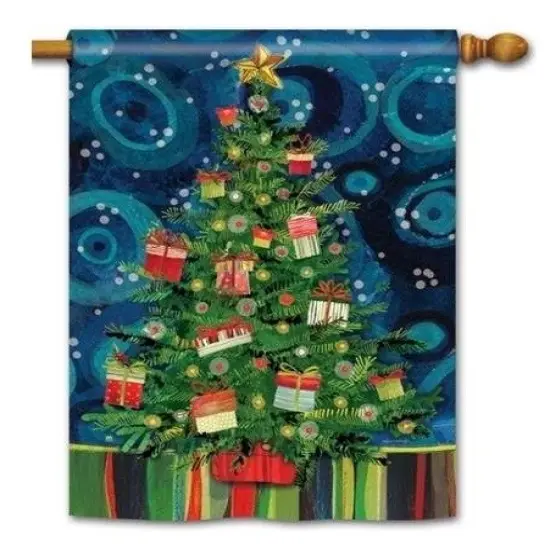 Mod Christmas Tree Flag 2 Sided Decorative {3}