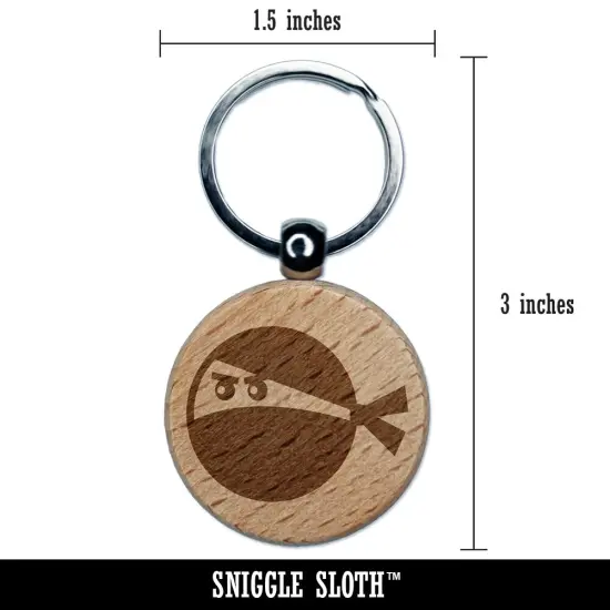Ninja Face Funny Engraved Wood Round Keychain Tag Charm {2}