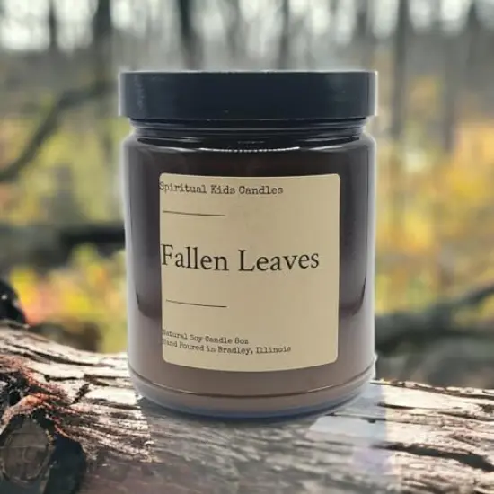 Fallen Leaves Soy Candle 8oz 35-40 Hours Hand Poured with All Natural Soy Wax and Fragrant/ Essential Oils! | Fall Candle | Birthday Gift | Christmas Gift {2}