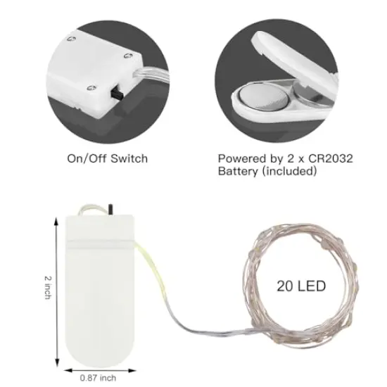 20 Pack Fairy Lights Battery Operated Mini String Lights-7.2ft 20 LED Silver Wire Warm White for Wedding,Party Centerpieces,Crafts,Table,Mason Jars Decor-Long Lasting Battery Fairy Lights {4}