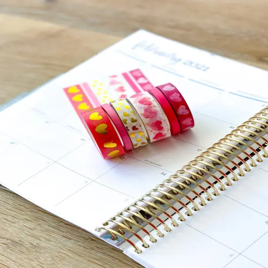 FOILEDValentine's Pink & Gold Hearts Washi Tape Set (#W014) {5}