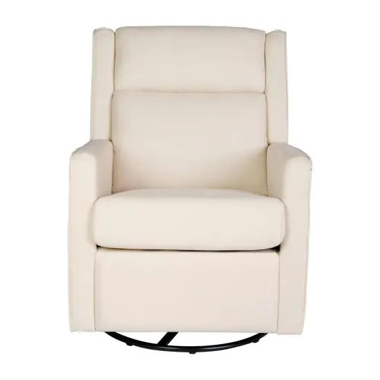 Merrick Lane Dara 3-in-1 Traditional Manual Recliner Rocker Swivel Glider Chair Cream {3}