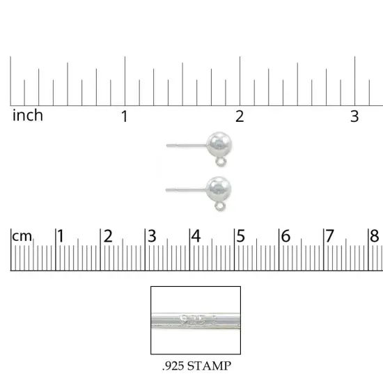 JewelrySupply Sterling Silver 5.6mm Ball Post Earrings with Open Ring (1 Pair of Sterling Silver Earrings) {2}