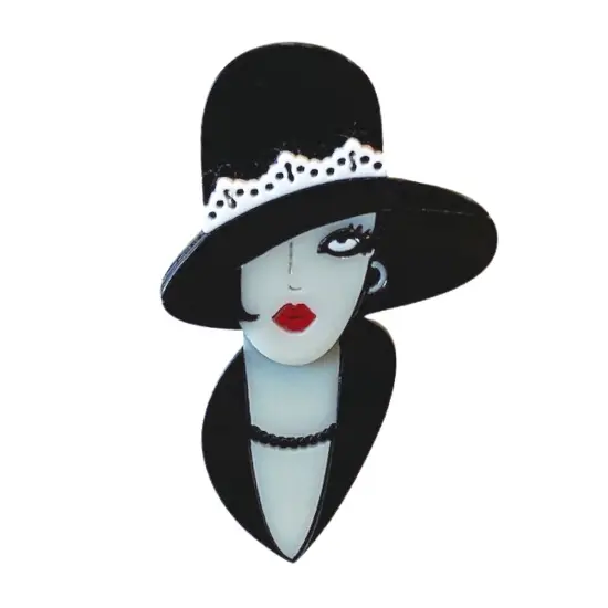 Wrapables Acrylic Fashion Brooch Pin for Sweaters, Coats, Scarves, and Bags, Chic Lady {1}