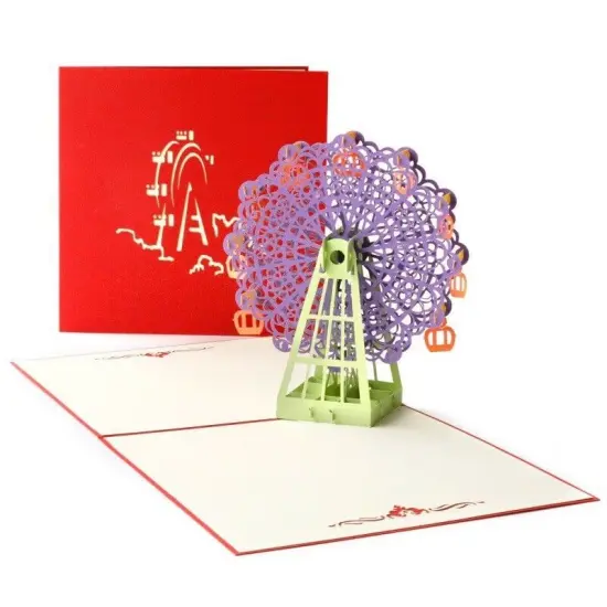 Kitcheniva Thanksgiving Christmas Ferris Wheel Pop Up Greeting 3D Card Gift Purple {1}