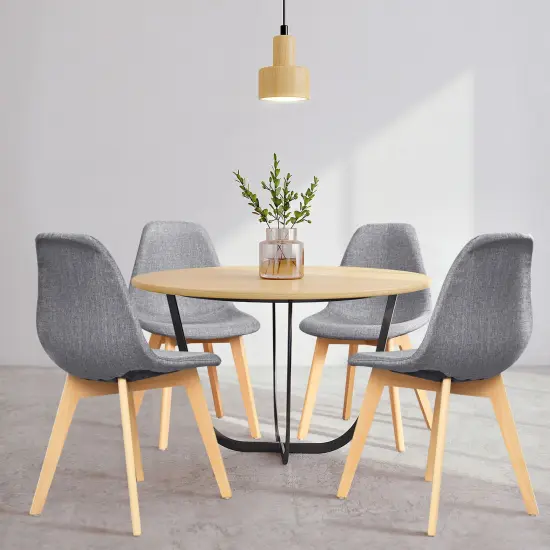 4 Pieces Modern Dining Chair Set with Wood Legs and Fabric Cushion Seat {4}