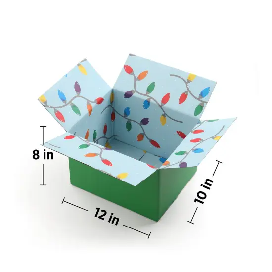 Great Papers! Giftin Shipping Box, Holiday Lights, 12" x 10" x 1/8" (assembled), Printed Inside and Out, 2-Pack {3}