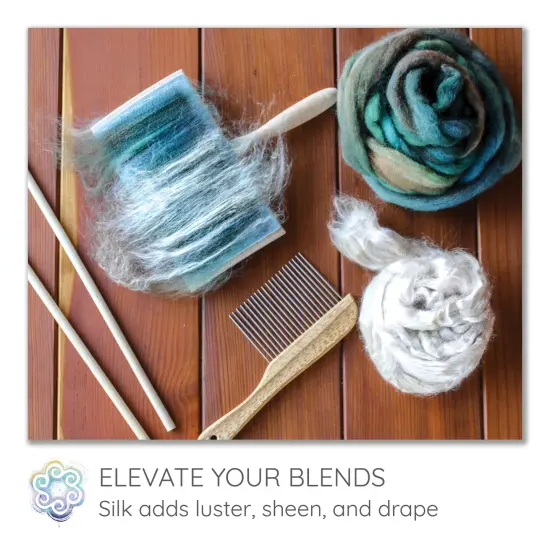 2oz Mulberry Silk Fiber: Premium Grade Natural Unbleached Pure White Undyed Combed Top Roving {3}