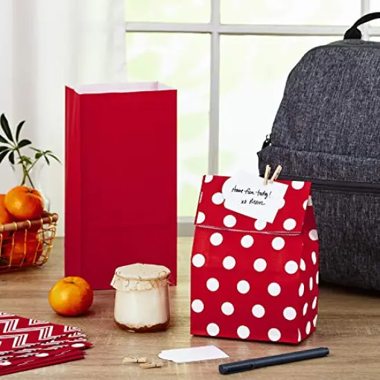 30 Pieces Pink Party Favor and Wrapped Treat Bags, Assorted Designs (30 Ct., 10 Each of Chevron, White Dots, Solid) for Valentines Day, Baby Showers, Bridal Showers, Birthdays, Care Packages, May Day {6}