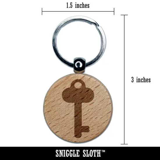Key Simple Engraved Wood Round Keychain Tag Charm {2}