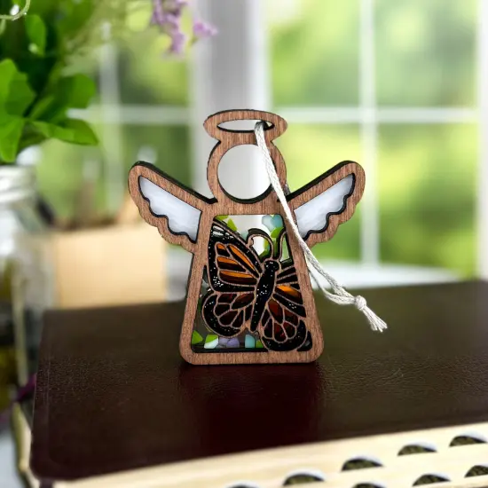 3.5" (H) Monarch Butterfly Ornament - Handcrafted in Texas - Mother's Angels® Christmas Angel Wings Figurine {4}