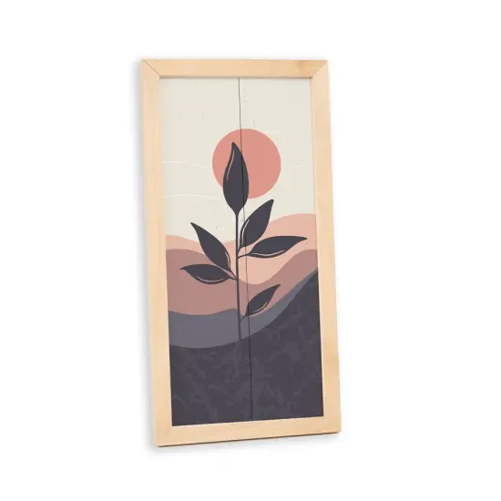 Botanical Wall Art Wood Sign Framed Flower Spring Abstract Sun. {1}