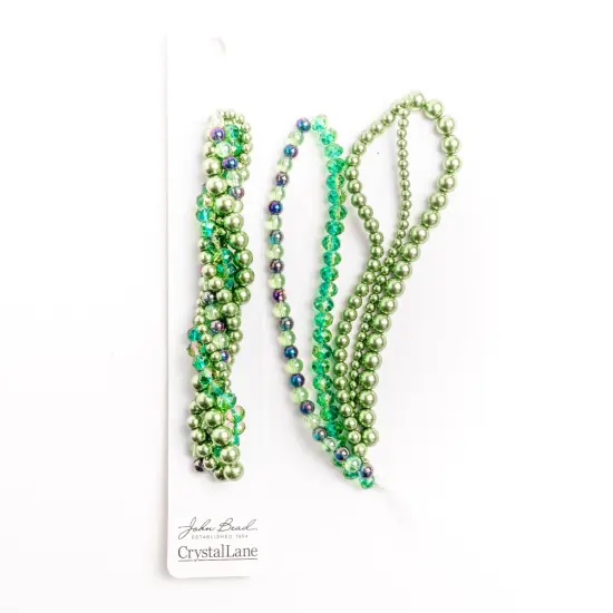 Crystal Lane DIY Green Hydrangea Twisted Glass & Pearls Beads, 5 Strands {2}