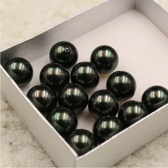 Kitcheniva 6 Pcs Peacock Color Shell Pearl Round Half-Drilled Beads 8mm {2}