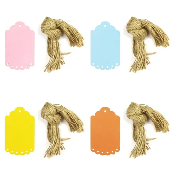 Wrapables 40 Gift Tags with Free Cut Strings, Small Scalloped Edge (Set of 4) {1}