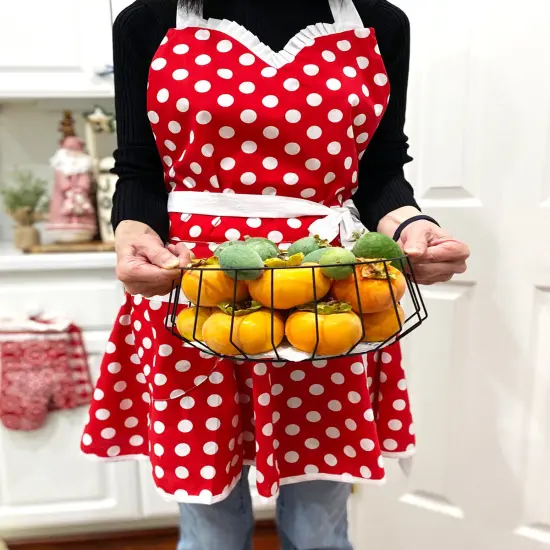 Wrapables Adjustable Flirty Hostess Apron, Red Polka Dots {5}