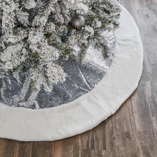 Reflective Silver Sequin Tree Skirt - 60" {2}