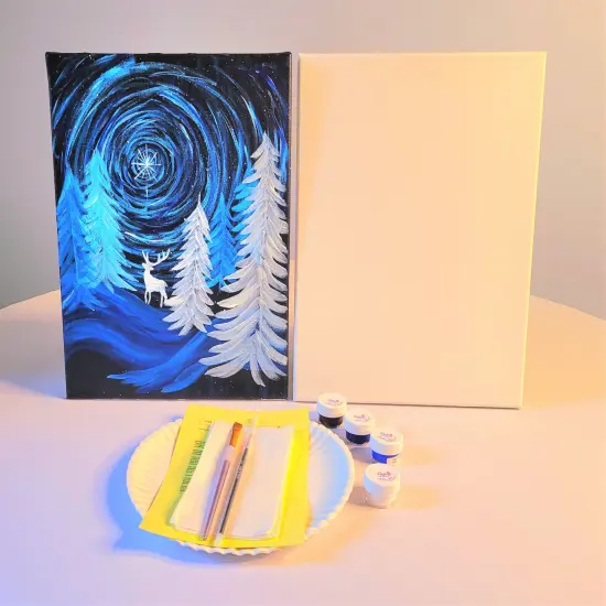 Christmas Paint Kit - Reindeer Majesty Acrylic Painting Kit & Video Lesson, Art Gift Set, DIY Christmas Craft, Beginner Painting, Paint Party {2}