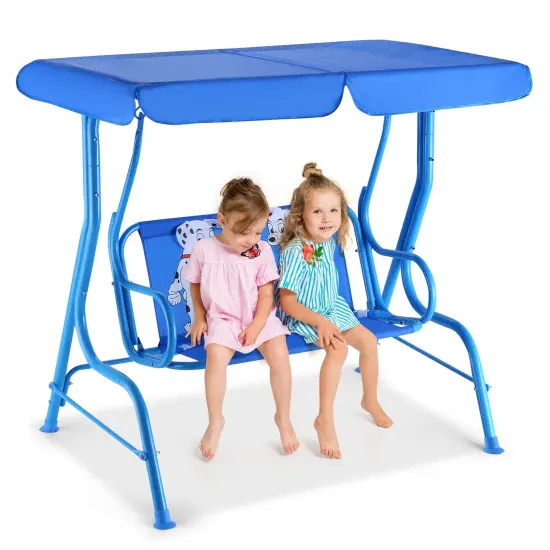 Outdoor Kids Patio Swing Bench with Canopy 2 Seats {3}