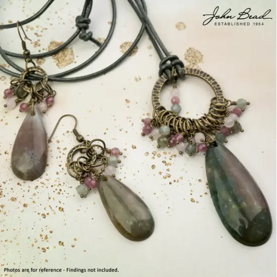 Earth's Jewels Semi-Precious Natural Pyrite Teardrop Pendants, 3pcs {3}