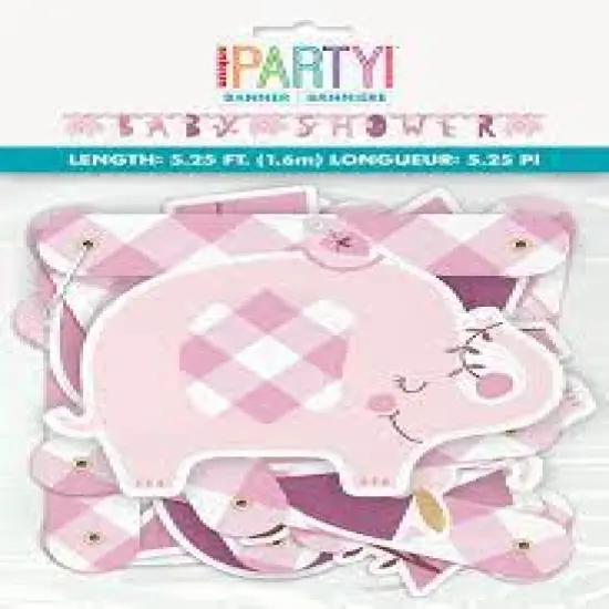 Pink Floral Elephant Jointed Banner {1}