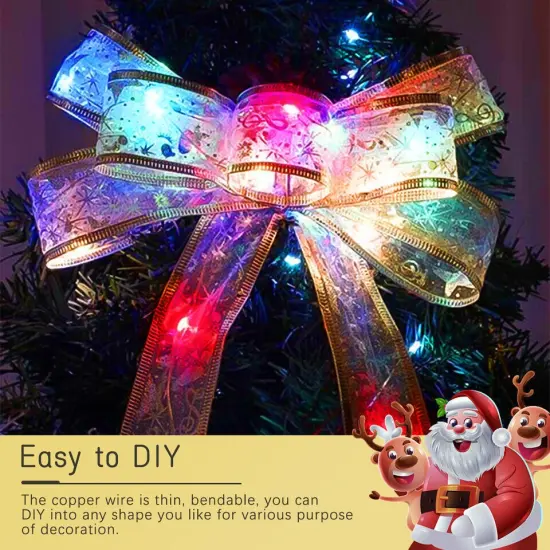 Christmas Ribbon Bows Fairy String Lights Multicolor {3}