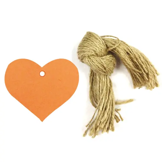 Wrapables 50 Gift Tags with Free Cut Strings, True Heart, Orange {1}