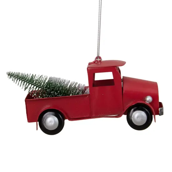 Northlight 4.5" Red Vintage Style Truck with Frosted Tree Christmas Ornament {7}
