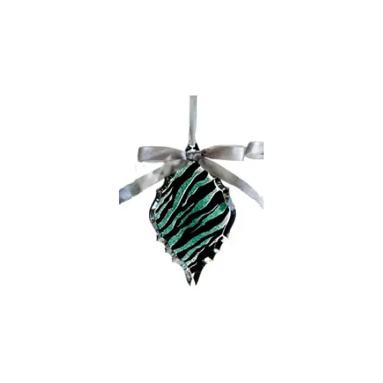 Allstate 5.75" Glittered Teal Zebra Print Diamond Prism Christmas Ornament Green {3}