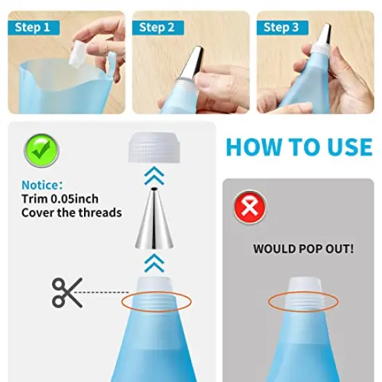 Kasmoire Reusable Piping Bags and Tips Set, Cake Decorating Tools with Icing Pastry Bags, Icing Bags Tips, Couplers and Frosting Bags Ties for Cookie Cupcakes {6}