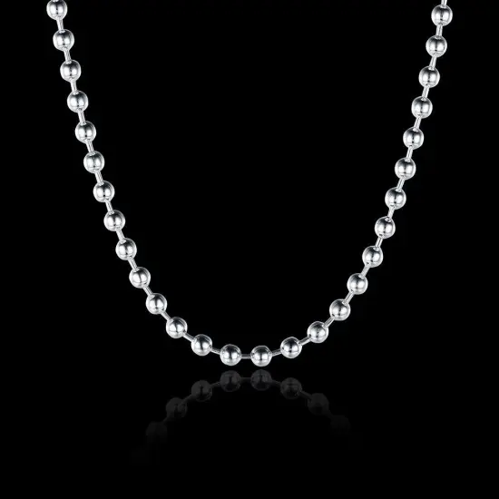 Kitcheniva 925 Sterling Silver Bead Chain Necklace {5}