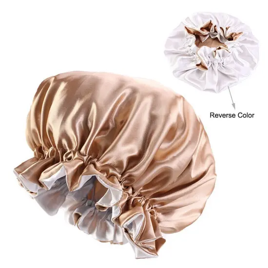 Kitcheniva Double Sided Satin Night Sleep Head Cover With Elastic Band Champagne {1}