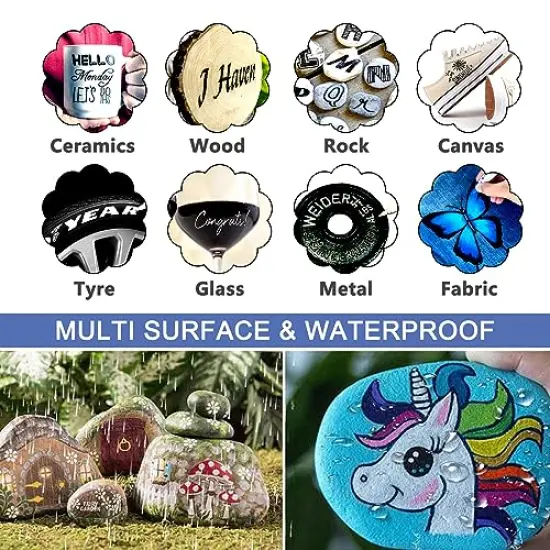 28 Color Paint Markers Pens Set, Oil-Based Permanent Paint Marker, Medium Tip, Quick Dry and Waterproof Paint Pen for Rock Painting, Ceramic, Wood, Fabric, Plastic, Canvas, Glass, Mugs, Scrapbooking {5}