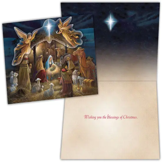 Boxed Christmas Cards - Holy Night Nativity -15 Cards {1}