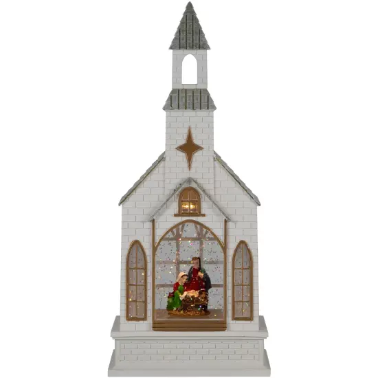 Northlight LED Lighted Holy Family Church Scene Christmas Snow Globe - 12" Ivory {1}